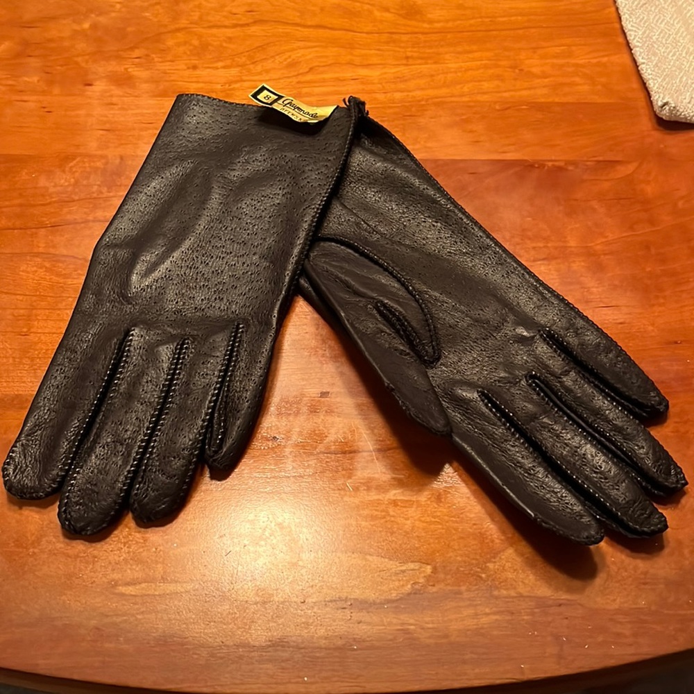 Black Italian leather driving gloves